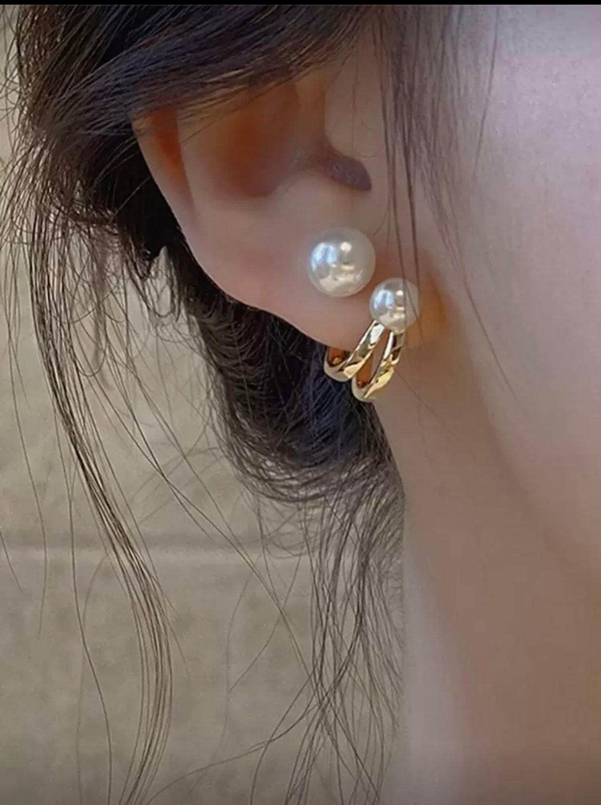 Pendientes Doble Aura Perlada