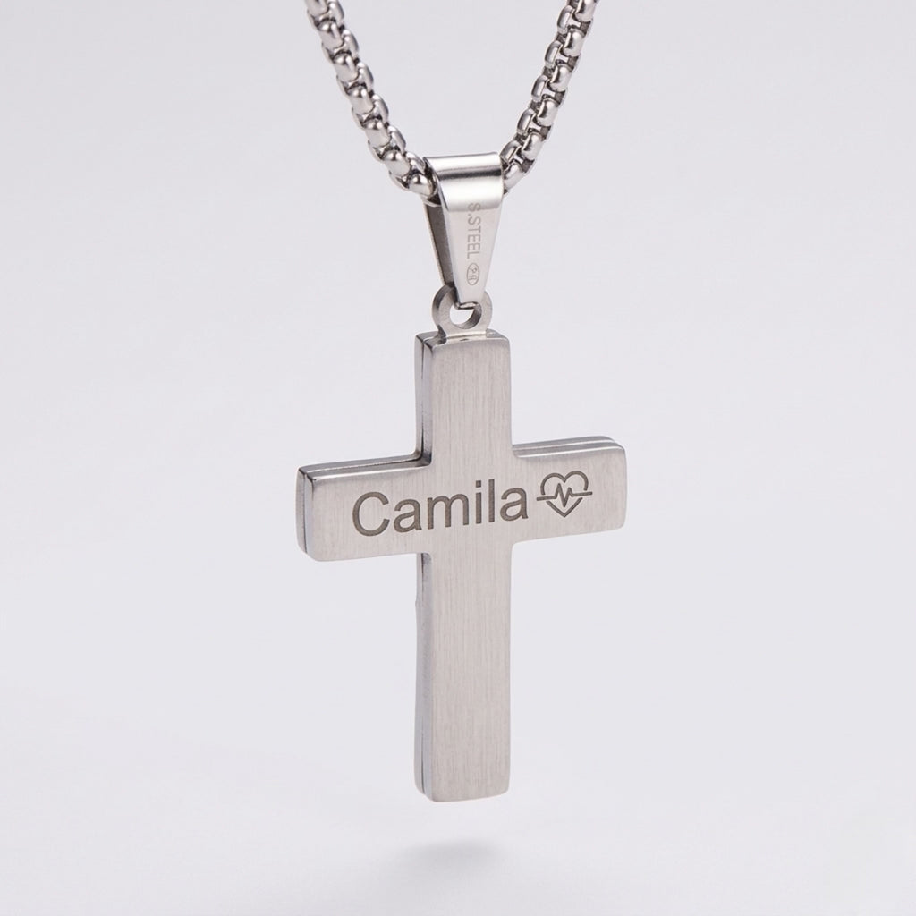 Personalizable Collar Padre Nuestro Plateado