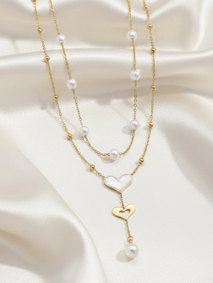 Collar Corazon Perlado