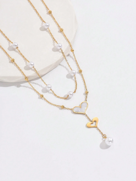 Collar Corazon Perlado
