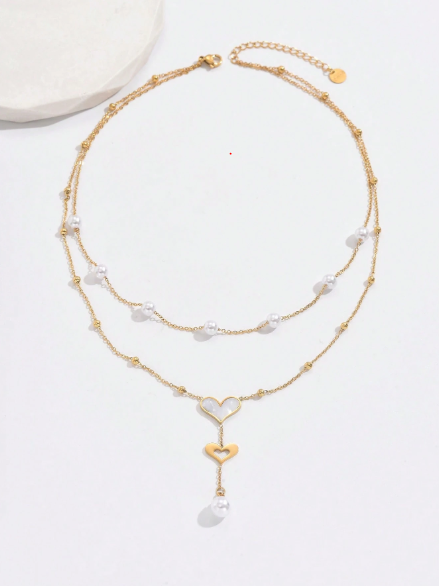 Collar Corazon Perlado