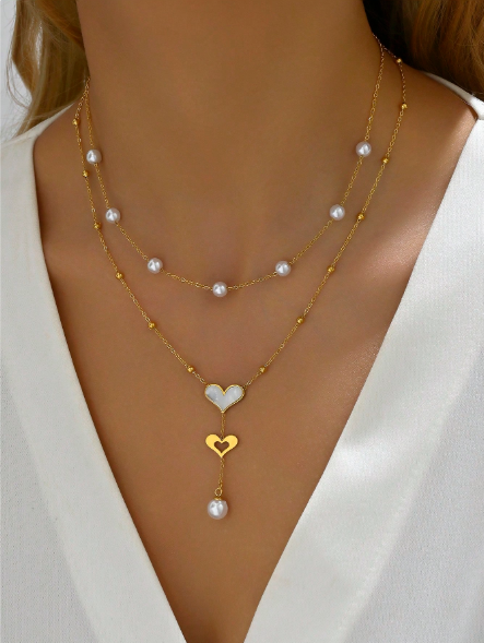 Collar Corazon Perlado