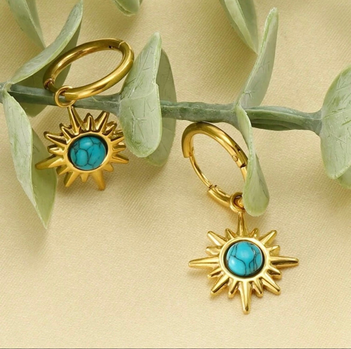 Pendientes Aros Sol de Turquesa