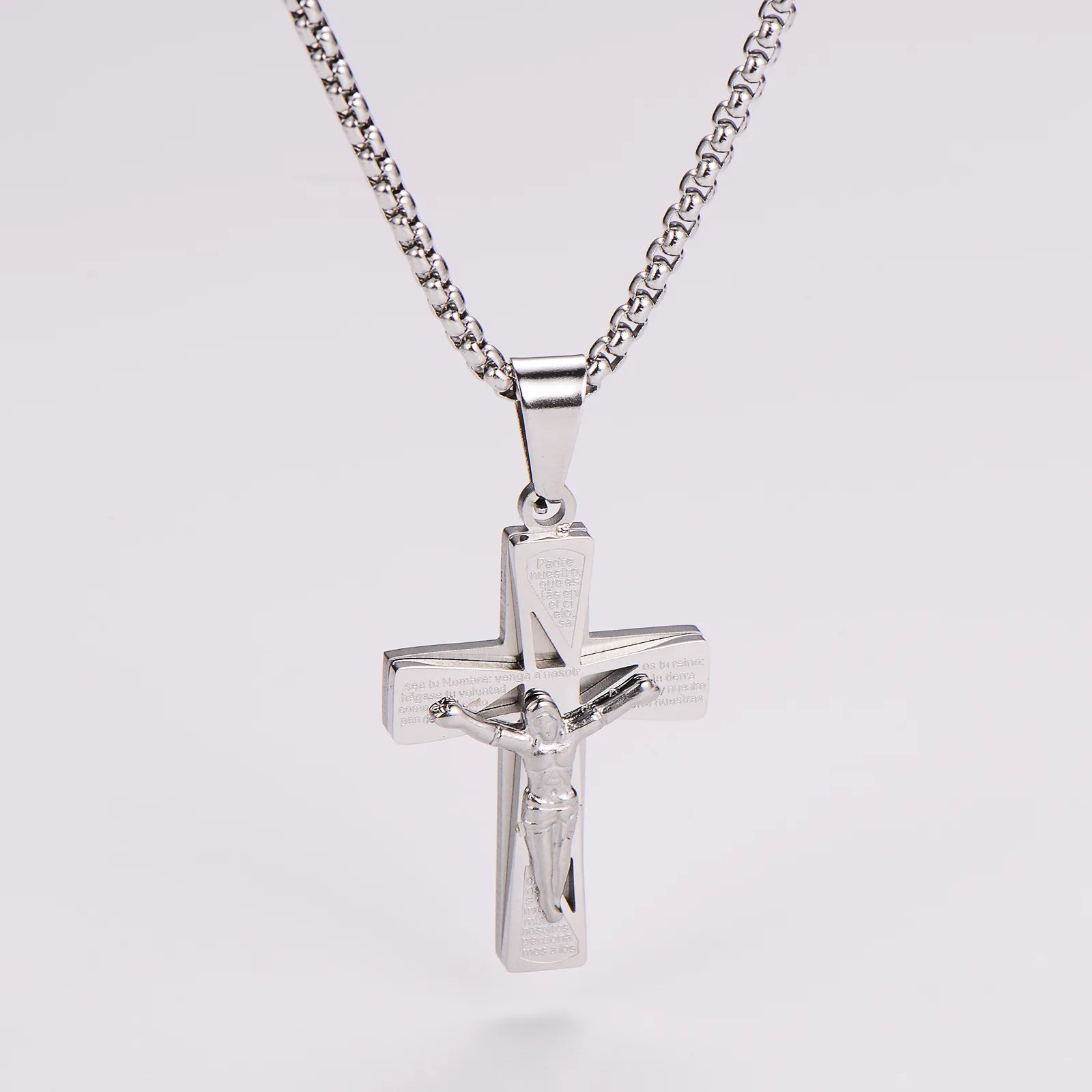 Personalizable Collar Padre Nuestro Plateado