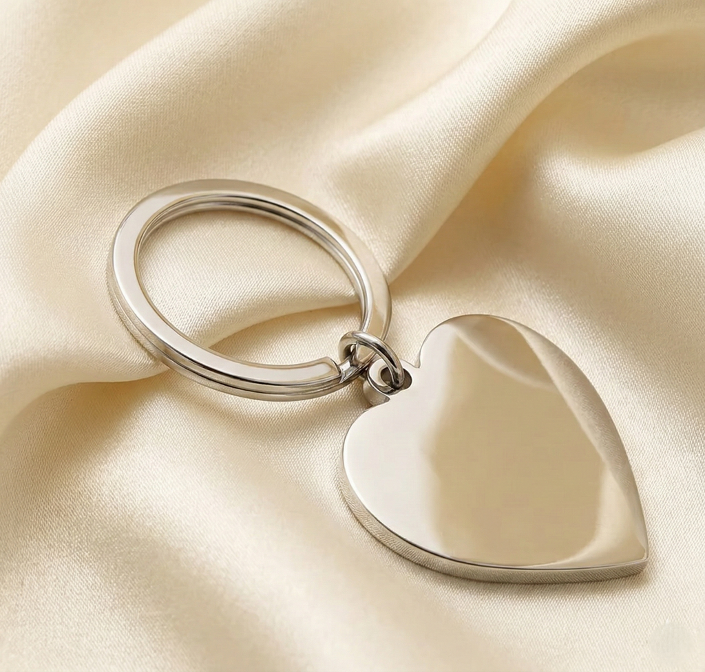 Personalizable Llavero Corazón Plateado
