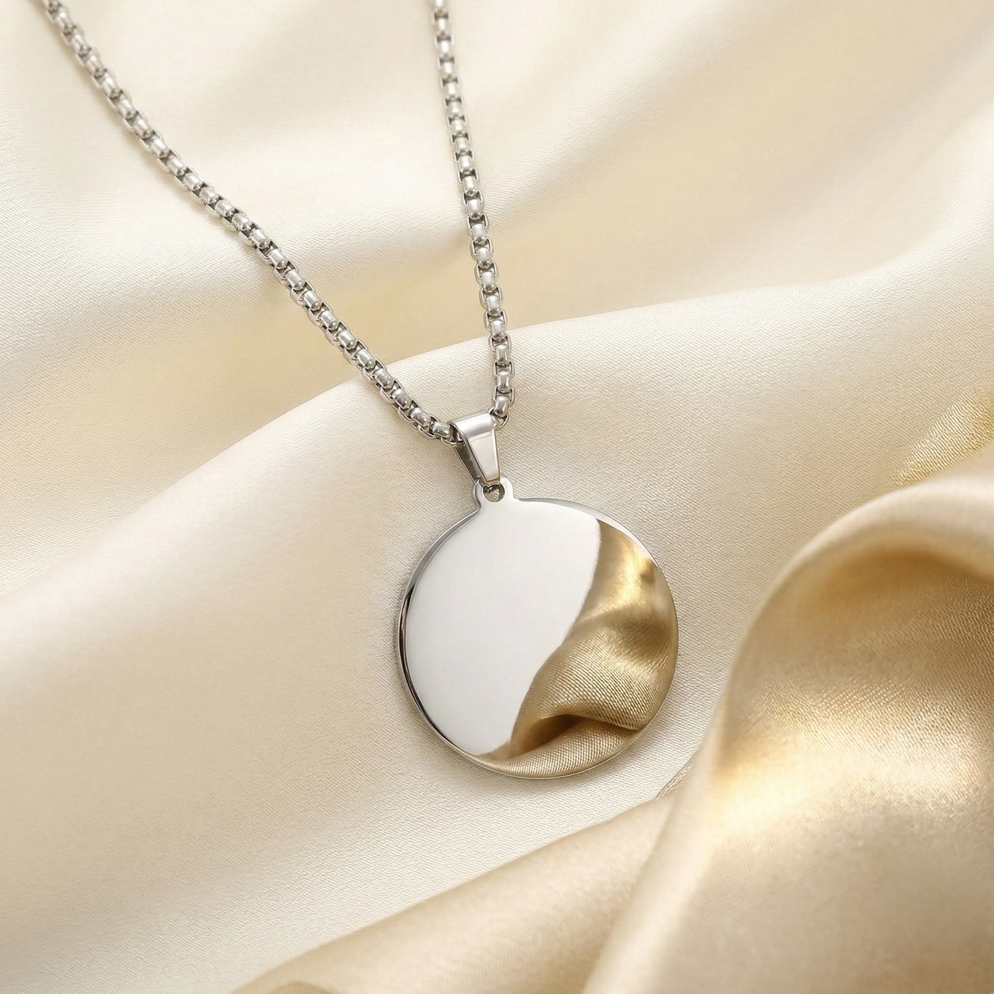 Personalizable - Collar Medalla Circular de Acero Inoxidable