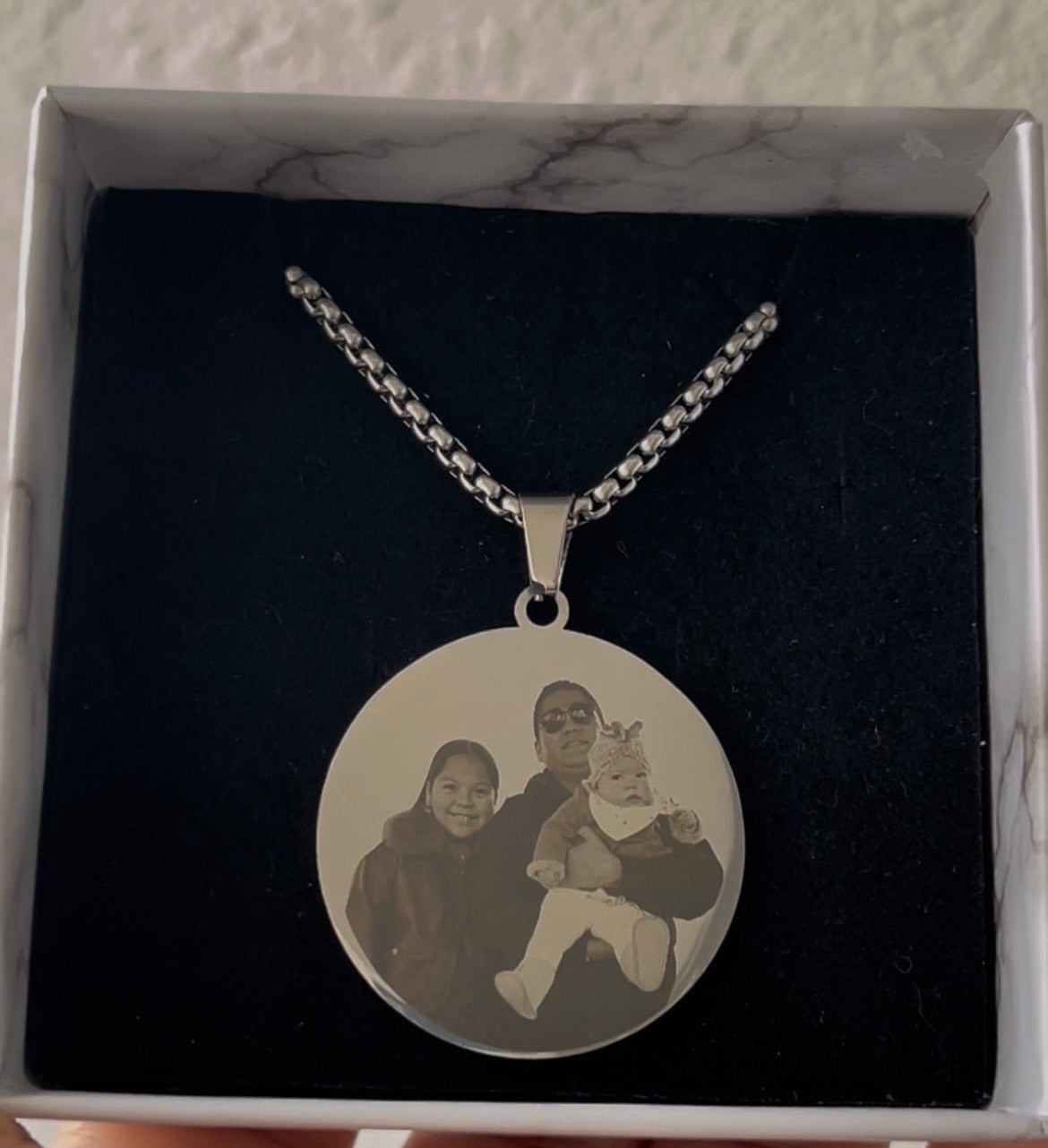Personalizable - Collar Medalla Circular de Acero Inoxidable