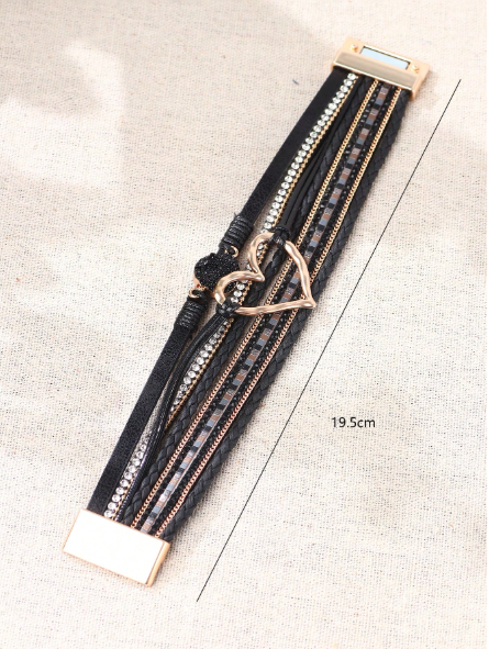Brazalete Boho Corazón de Obsidiana