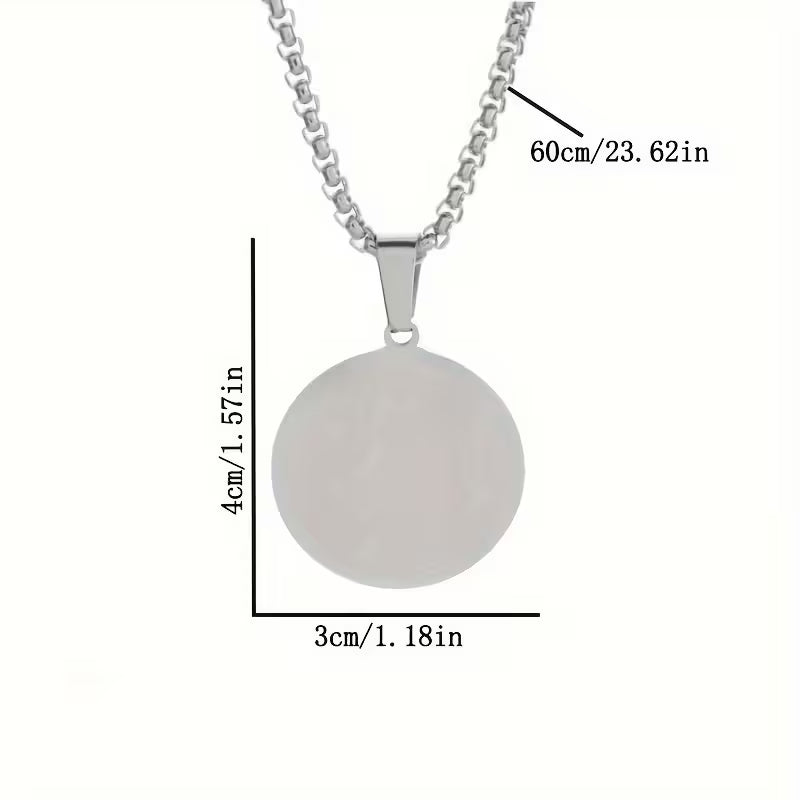 Personalizable - Collar Medalla Circular de Acero Inoxidable